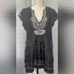 Nanette Lepore Black Embroidered Tunic Top